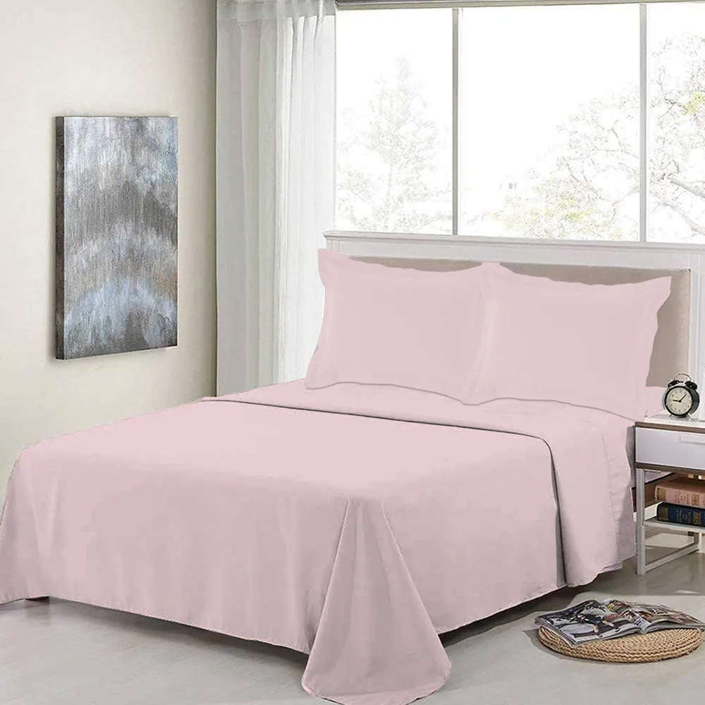 parure de lit percale rose poudré 140cm